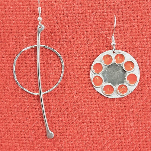 Modern silver earrings 925 silver enamel new