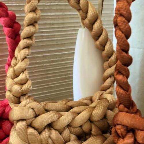 Handmade knitted shoulder bag from couture yarn new