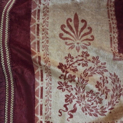 Chenille Throw Blanket Large, Like New, Burgundy and Gold