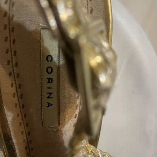Corina leather woven pumps like new, gold and silver, 6 cm heel