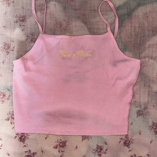 Bershka Pink Ribbed Crop Top Size S Like New