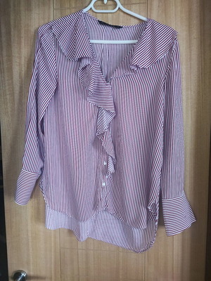 Zara striped shirt burgundy white used, size M