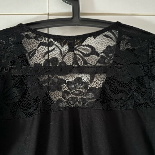 Lipsy London blouse with lace and 3/4 sleeve, new, black size M