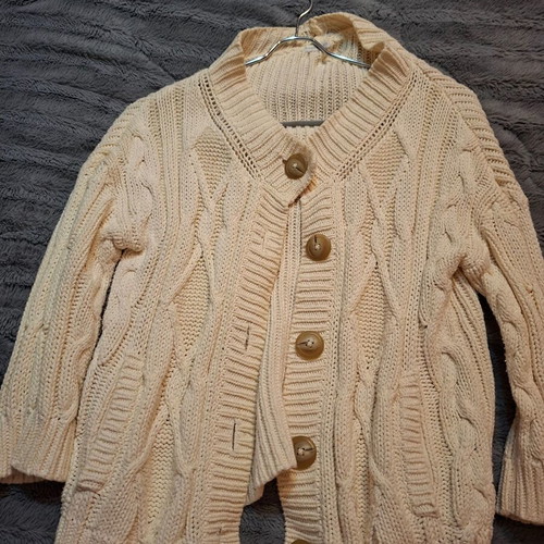 Ousho knitted cardigan like new, beige, fits small to large
