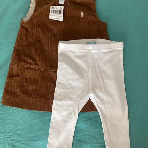 Obaibi corduroy dress 9 months with leggings, new
