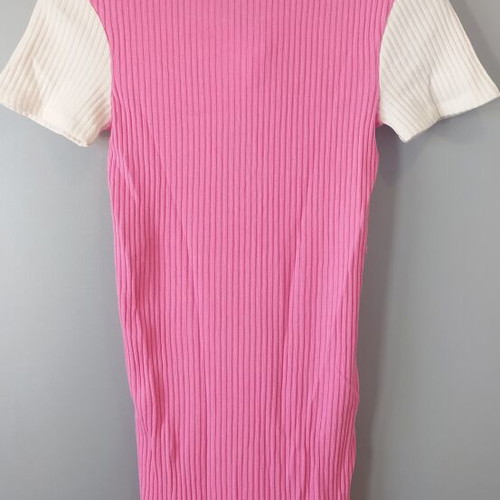 Zara Ribbed Polo Mini Dress used, size S, cream and pink