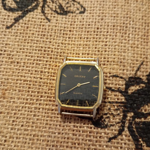 Orient watch octagonal used, no strap, black and yellow