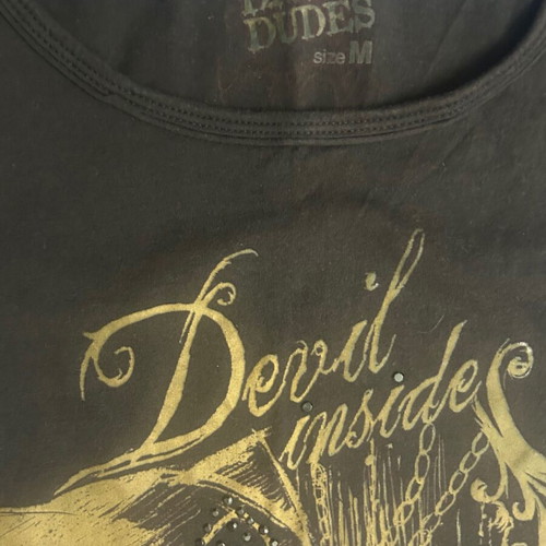 Y2K vintage Dark Dudes Devil Inside μαύρο τοπ μέγεθος M σαν καινούργιο