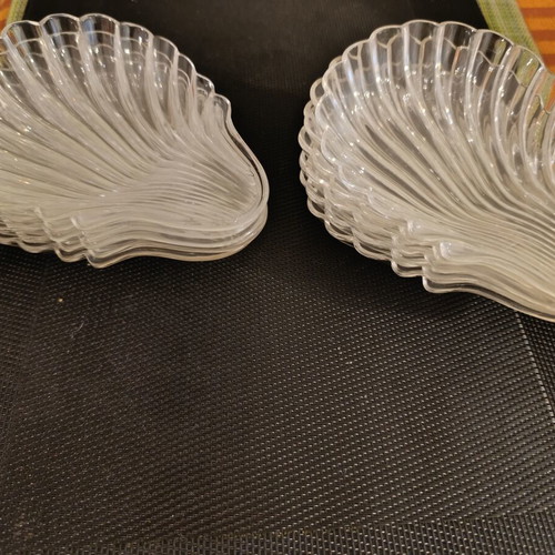 Baccarat vintage γυάλινα πιατάκια σε σχήμα κοχυλιού, σετ 10