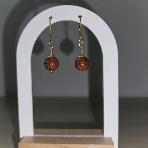 Handmade dangle earrings with goldstone