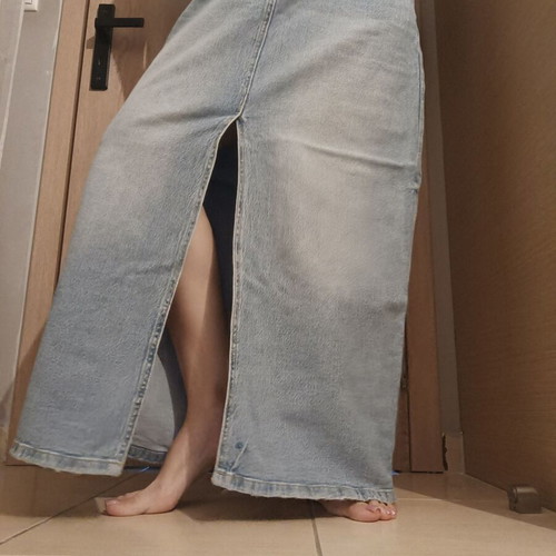 Zara long denim skirt like new with front slit size L
