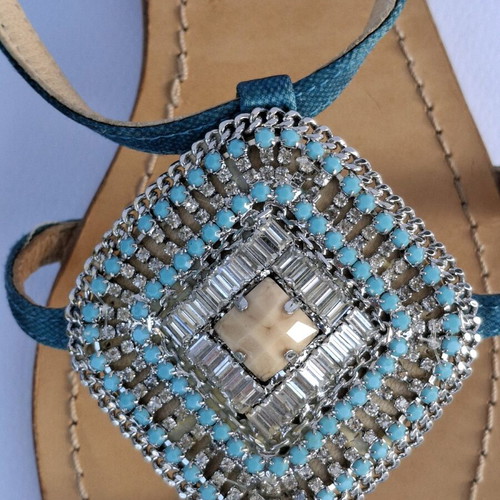 Leather sandals New Matie made in Italy size 37 like new, turquoise