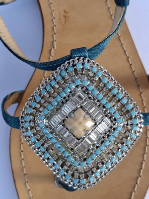 Leather sandals New Matie made in Italy size 37 like new, turquoise
