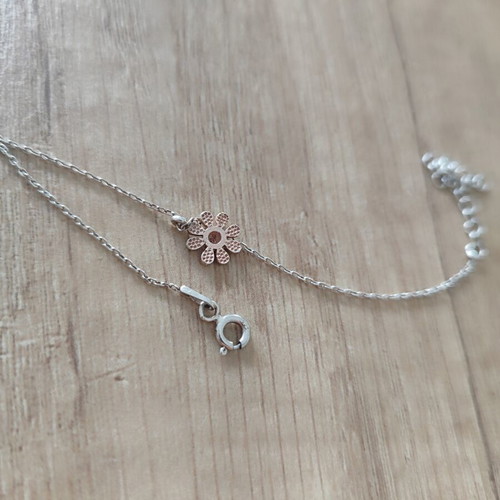 Silver 925 anklet with daisy charm