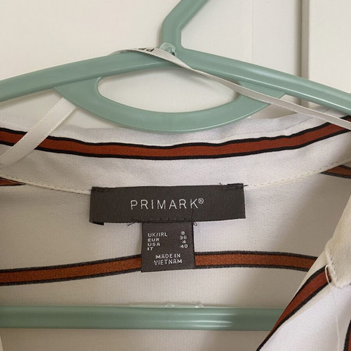 Primark striped long-sleeve shirt white and brick red, EU 36