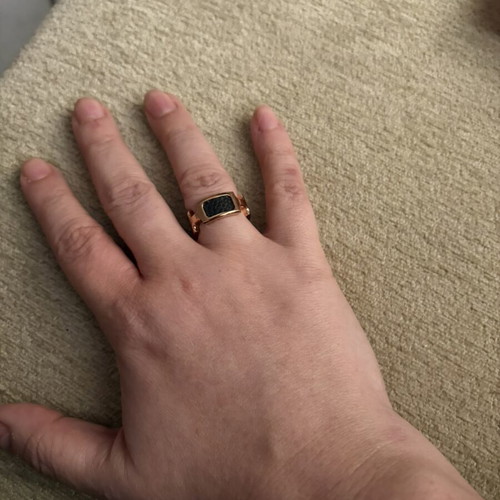 18K Gold Plated Ring with Black Detail used