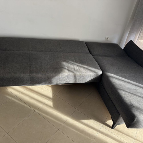 Corner sofa bed gray with storage, used