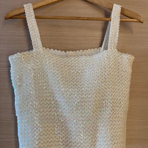Evening top with sequins like new, sugar color, size L