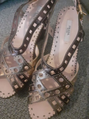 Prada bronze leather sandals new, size 37