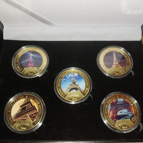 Eiffel Tower commemorative coins new in case