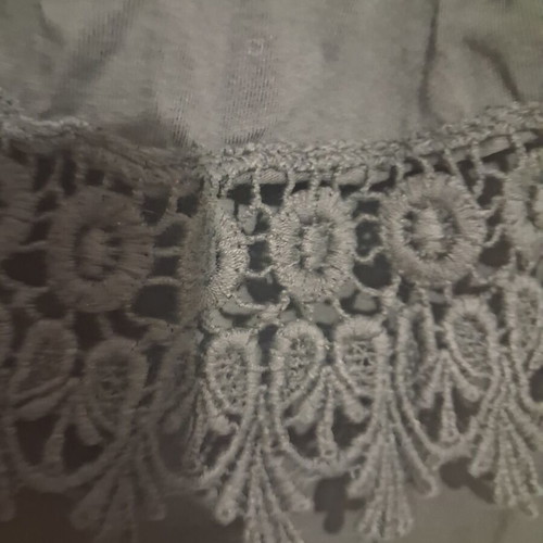 Black romantic cotton blouse with lace, one size M/L