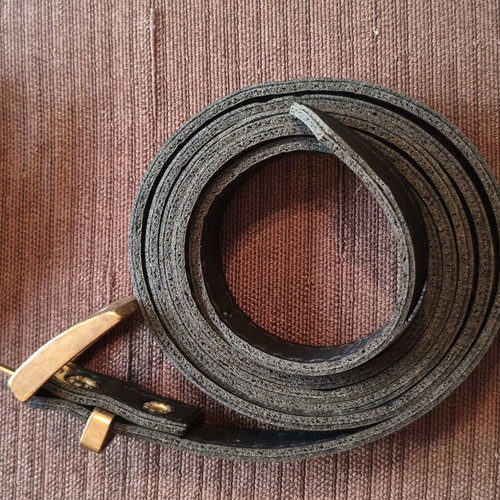 Leather belt set like new, black and brown, 115 cm