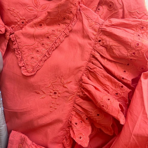 Zara maxi dress like new, orange embroidered cotton, size M