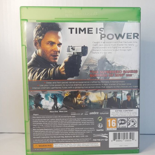 Quantum Break Xbox One game, English version, complete with manual