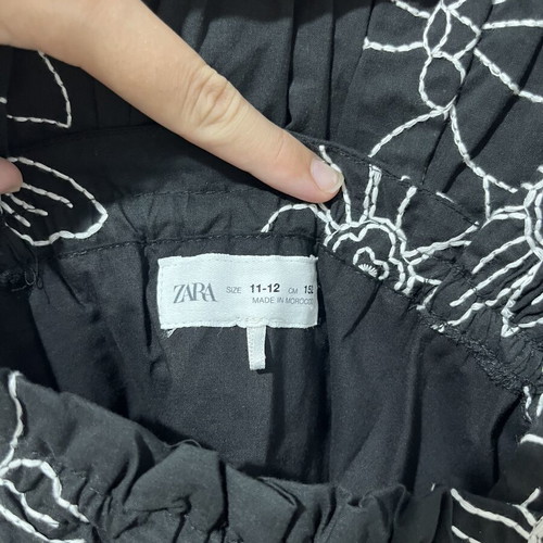 Zara black set with white floral embroidery
