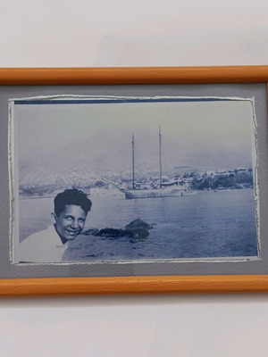 Framed old photo used, nostalgic black and white image