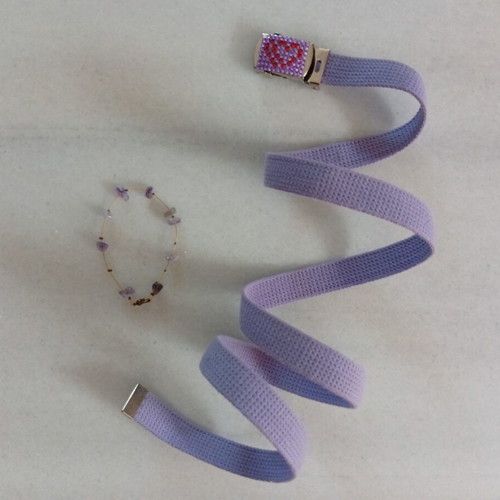 Fabric belt lilac with matching bracelet gift like new