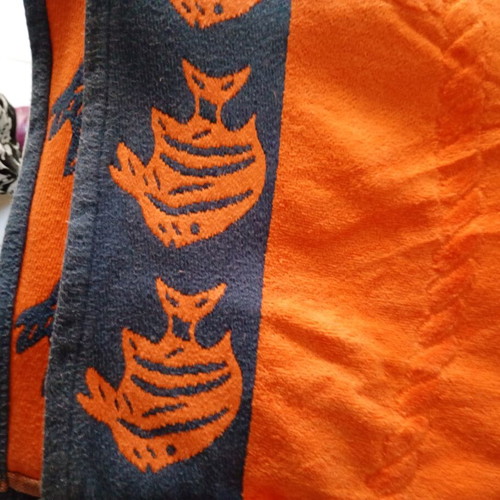 Velour beach towel, bright orange, 160x85 cm