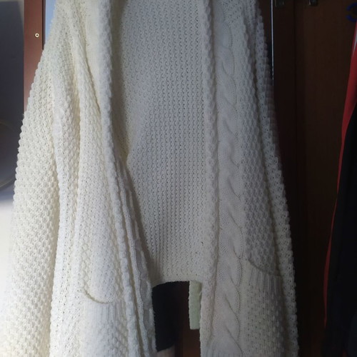 Knitted asymmetric cardigan used, white, size S