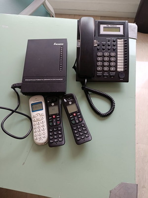 Electronic center with console and phones used