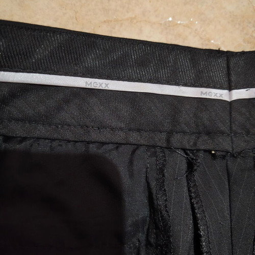 Mexx official office trousers with pleat, dark blue with fine white stripe
