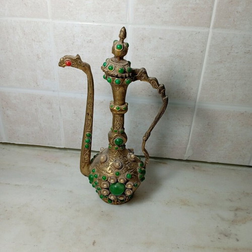 Decorative Oriental Jug used with green stones and pearls