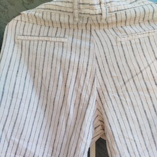 Esmara linen striped bermuda shorts with zipper and pockets