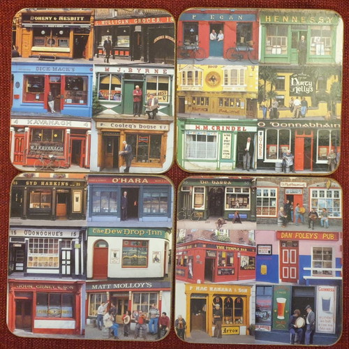 Coasters with Irish Pubs Theme used, set of 4