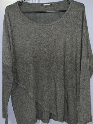 Paranoia thin long-sleeve blouse, black and grey, size M