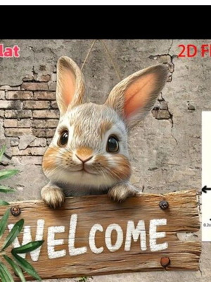 Welcome Rabbit Wooden Sign new, spring decoration