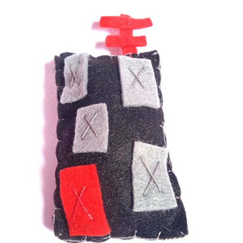 Apartment building handmade felt and fiberglass pin new