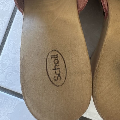 Scholl Pescura women's clogs like new, coral pink, wooden sole