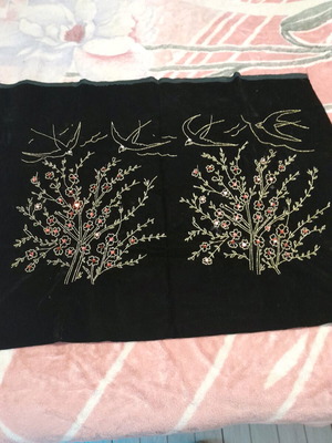 Embroidered velvet needlework new with gold thread and decorations