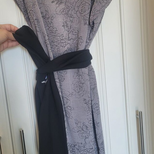 Toi&Moi women's dress, grey melange/purple, loose fit with floral pattern