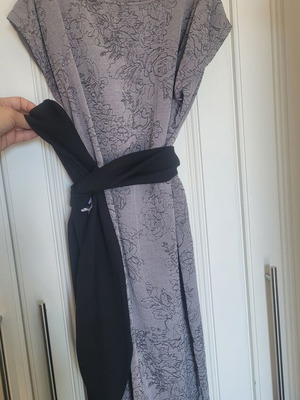 Toi&Moi women's dress, grey melange/purple, loose fit with floral pattern