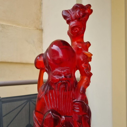 Buddhist statue used, copper red, bakelite, 60 cm tall