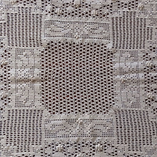Vintage handmade beige tablecloth new