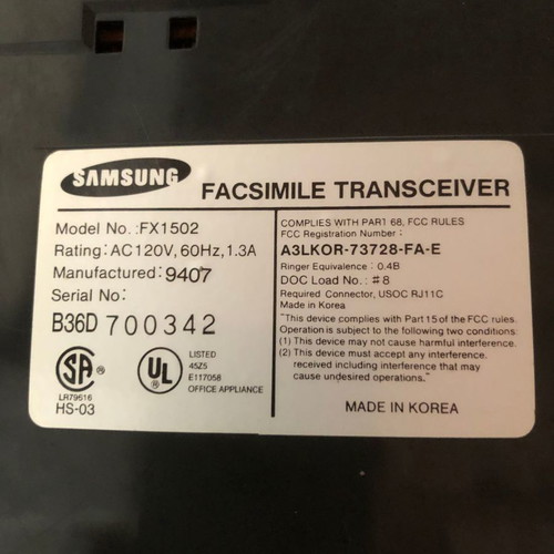 Samsung FX 1502 fax phone black and white copier used