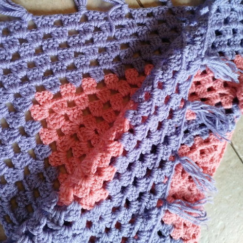 Handmade children's poncho pink purple like new 1-4 years