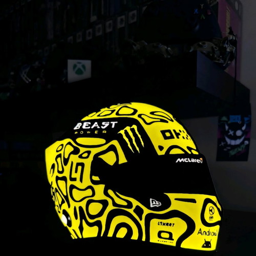 Lando Norris helmet lightbox like new with USB power and switch